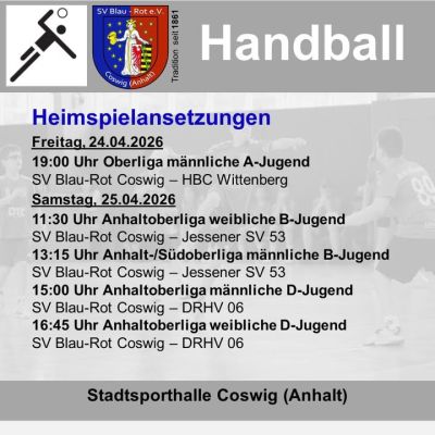 💙❤️Derbyfreitag der MJA - Samstag Jessen und Dessau zu Gast💙❤️
ALLE IN DIE HALLE